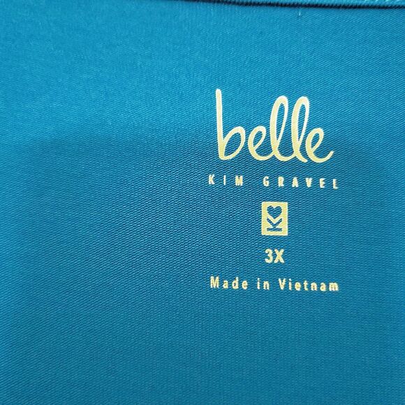 Susan Graver Liquid Knit Long Balloon Sleeve Tunic Top Plus Size 3X Blue V Neck - Picture 7 of 8